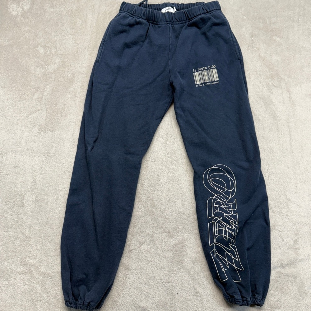 The Mayfair Group Pants Women's XS Sweatpants Navy‎ Zero Dollars Graphic Joggers